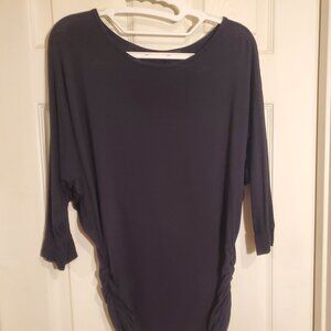 Black Ruched Tunic 3/4 Sleeve, Size Small, iliad